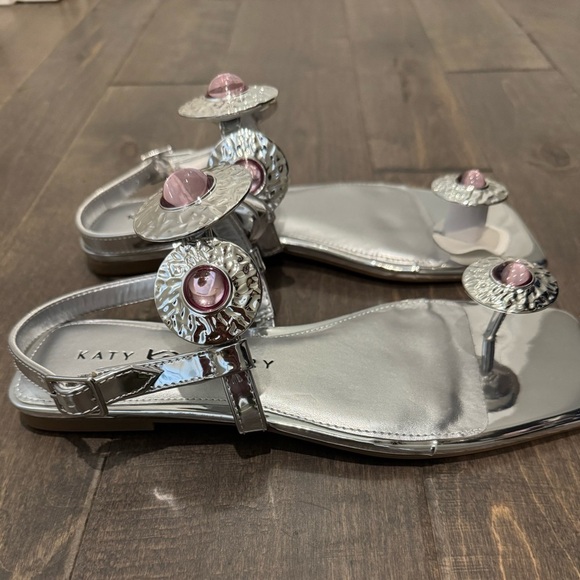 NWT Katy Perry Camie Silver Sandals Sz 8.5M Bling Slide - Picture 4 of 13